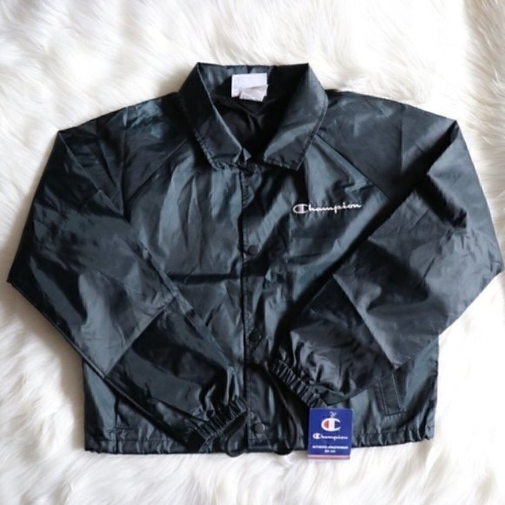 NWT Champion Dark Green Cropped Wind Breaker Jacket Long Sleeve Size XS